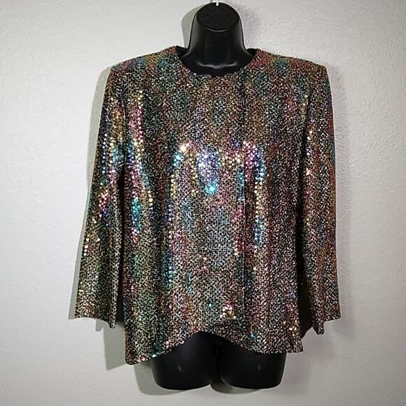 Betsys Things Vintage 80s Confetti Dot Wrap Top 8 - Picture 1 of 6